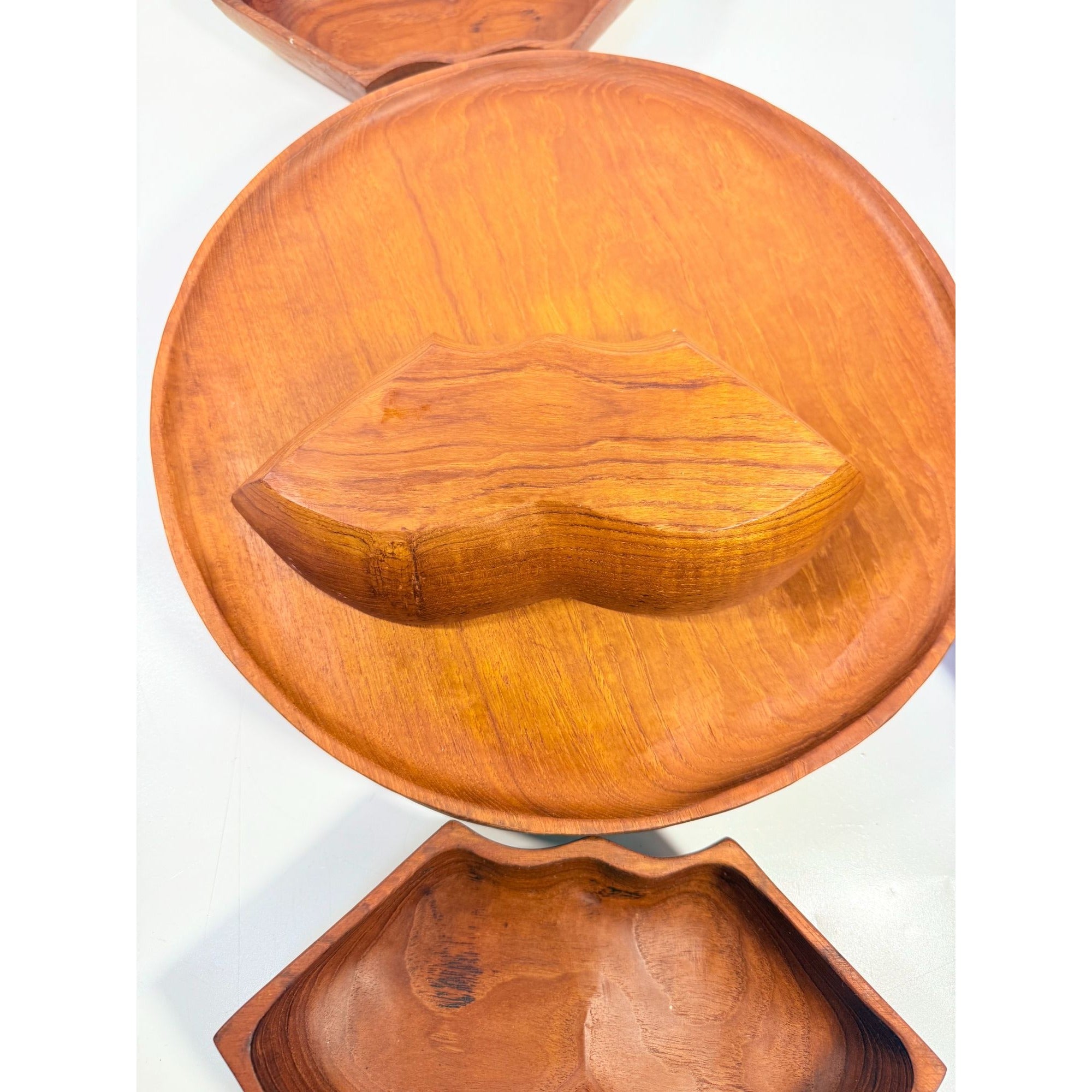 Wood Salad Chip Dip Bowl Lazy Susan Butterfly Vintage Mid-Century Monkey Pod Wodden Serving Pieces Servingware Kitchenware Hostess Gift