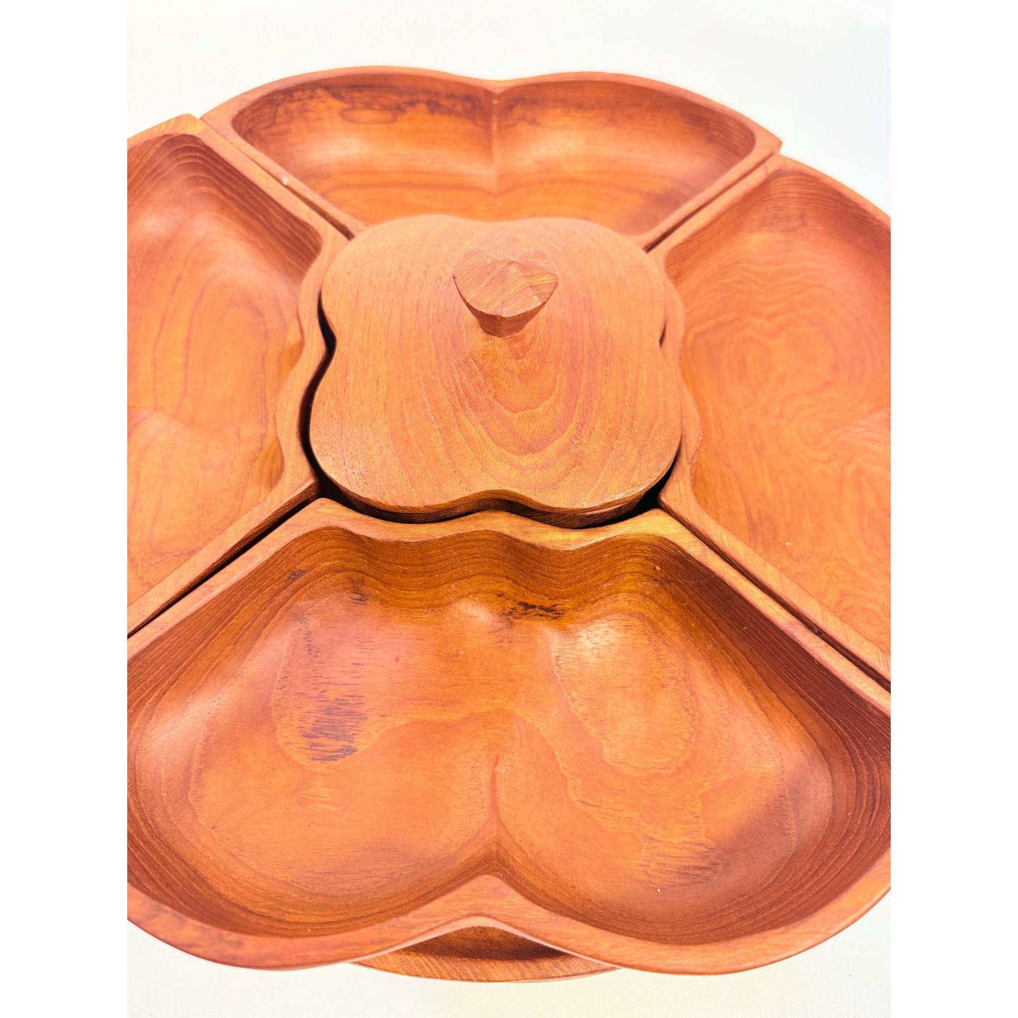Wood Salad Chip Dip Bowl Lazy Susan Butterfly Vintage Mid-Century Monkey Pod Wodden Serving Pieces Servingware Kitchenware Hostess Gift