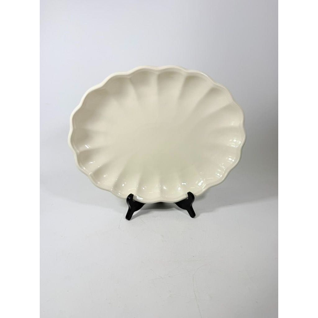 Large Ironstone Platter Scalloped Edge Pottery Bowl Unmarked Vintage Serving Pieces Replacement China Stoneware