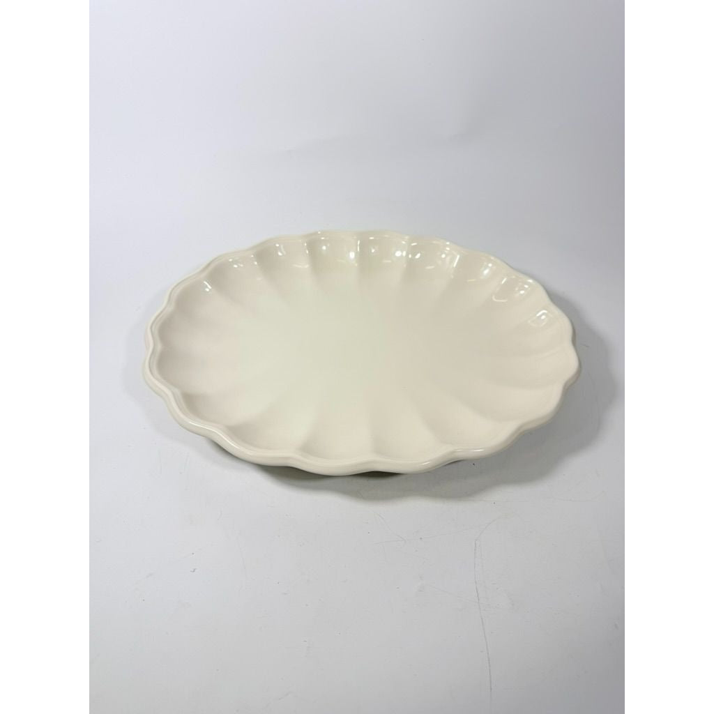 Large Ironstone Platter Scalloped Edge Pottery Bowl Unmarked Vintage Serving Pieces Replacement China Stoneware