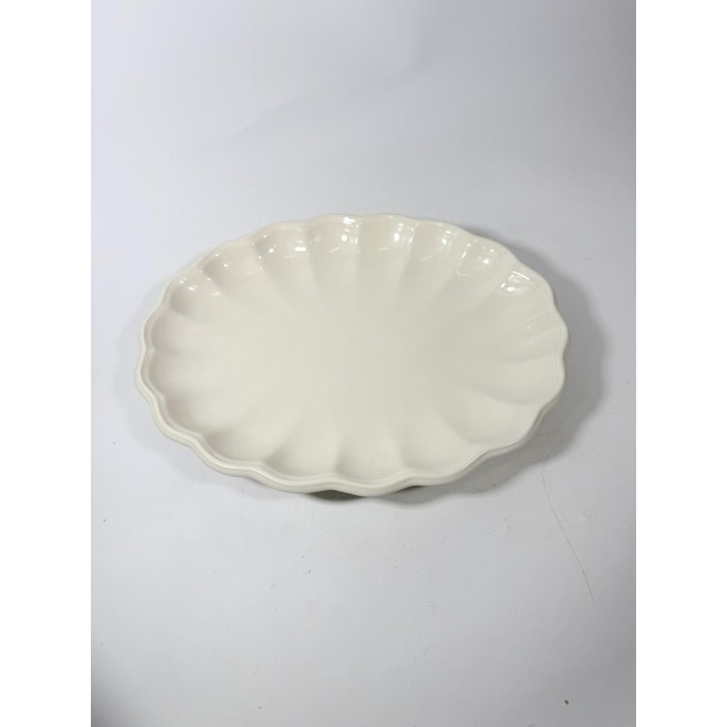 Large Ironstone Platter Scalloped Edge Pottery Bowl Unmarked Vintage Serving Pieces Replacement China Stoneware