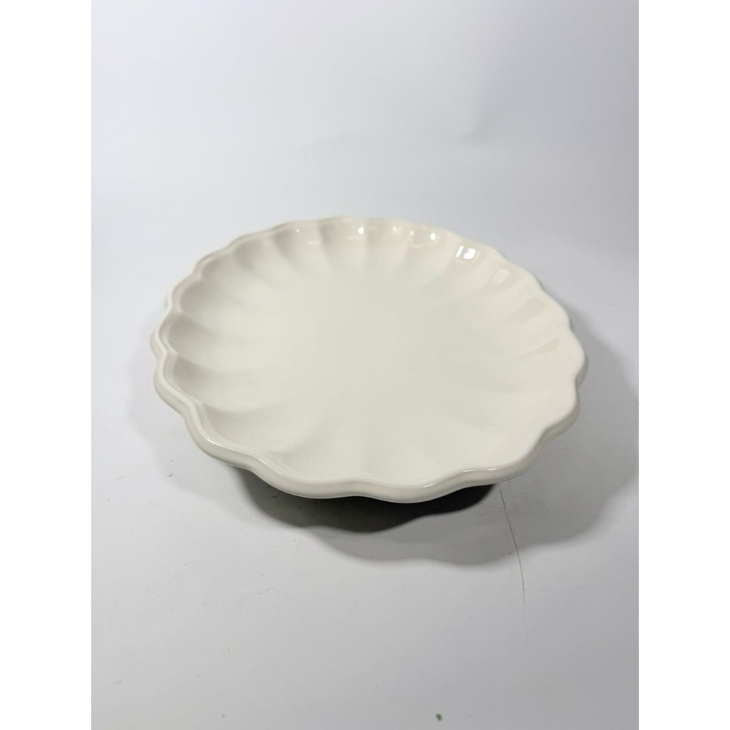 Large Ironstone Platter Scalloped Edge Pottery Bowl Unmarked Vintage Serving Pieces Replacement China Stoneware