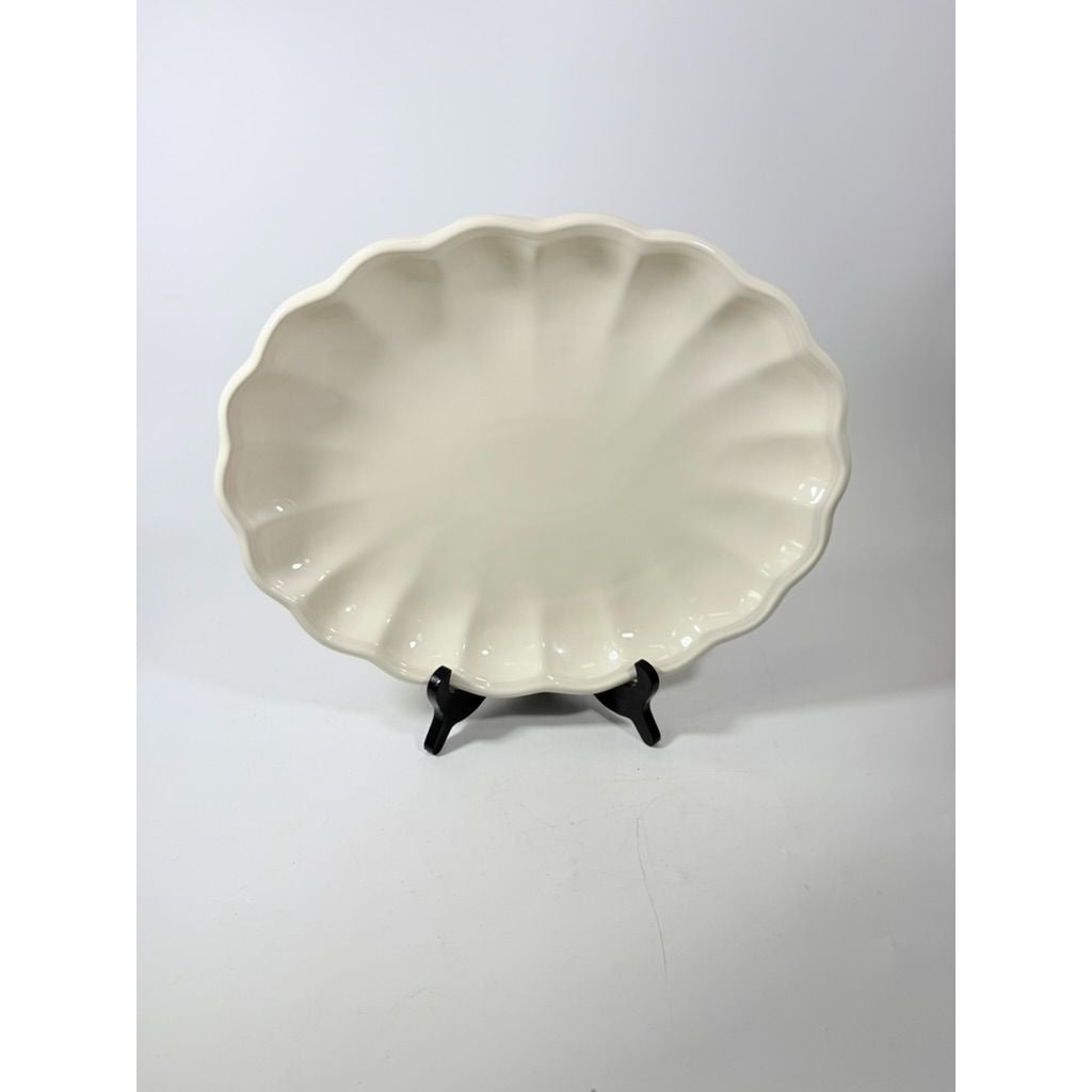 Large Ironstone Platter Scalloped Edge Pottery Bowl Unmarked Vintage Serving Pieces Replacement China Stoneware