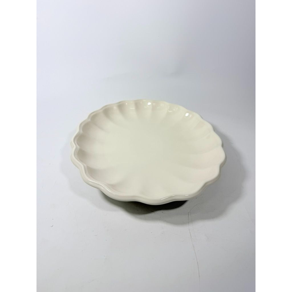 Large Ironstone Platter Scalloped Edge Pottery Bowl Unmarked Vintage Serving Pieces Replacement China Stoneware