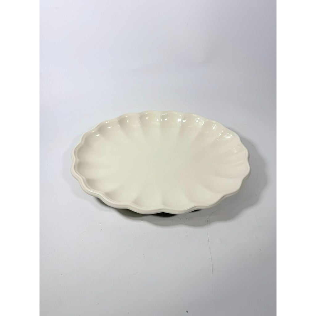 Large Ironstone Platter Scalloped Edge Pottery Bowl Unmarked Vintage Serving Pieces Replacement China Stoneware
