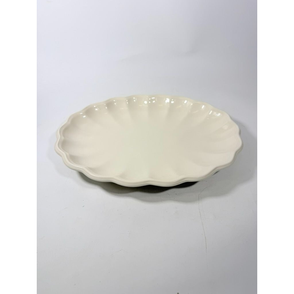 Large Ironstone Platter Scalloped Edge Pottery Bowl Unmarked Vintage Serving Pieces Replacement China Stoneware