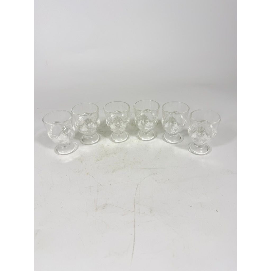 Egg Cup Holders 6 Arc France Clear Glass Chicken Replacement Glassware Vintage Serving Tableware Granny Cottage Core Farmhouse