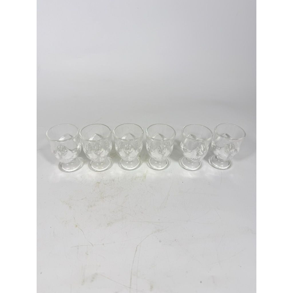Egg Cup Holders 6 Arc France Clear Glass Chicken Replacement Glassware Vintage Serving Tableware Granny Cottage Core Farmhouse