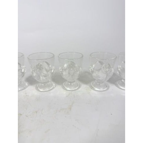 Egg Cup Holders 6 Arc France Clear Glass Chicken Replacement Glassware Vintage Serving Tableware Granny Cottage Core Farmhouse