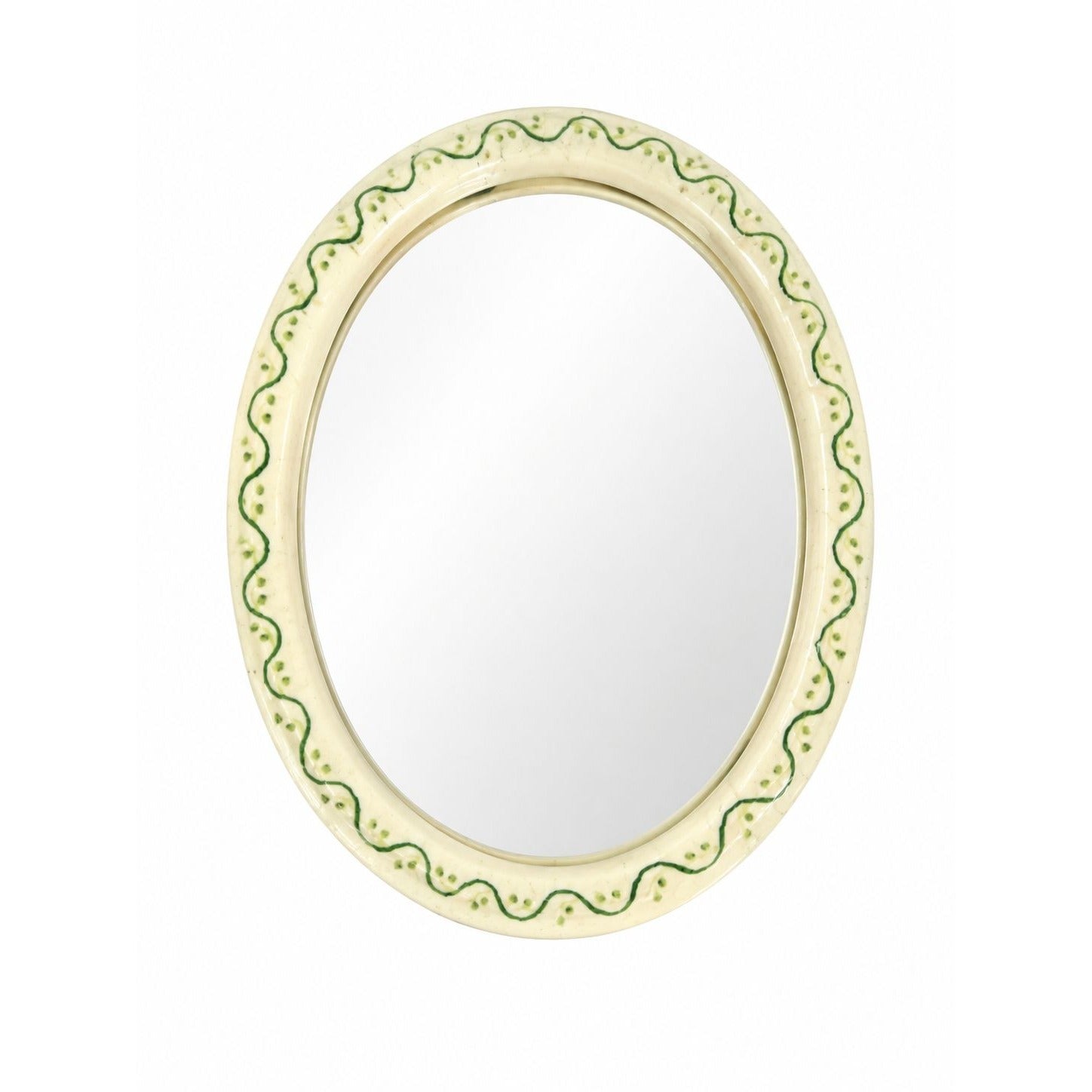 Pottery Mirror Vanity Tray Hand Painted Vine Motif Vintage Home Decor Decorative Accents