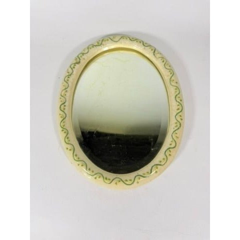 Pottery Mirror Vanity Tray Hand Painted Vine Motif Vintage Home Decor Decorative Accents