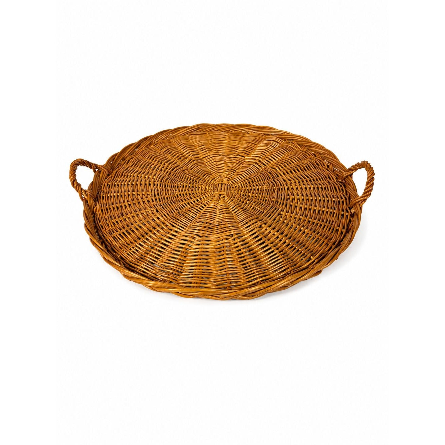 Round Rattan Tray with Handles Large Wicker Vintage Home Decor Serving Gallery Wall Decorative Accents