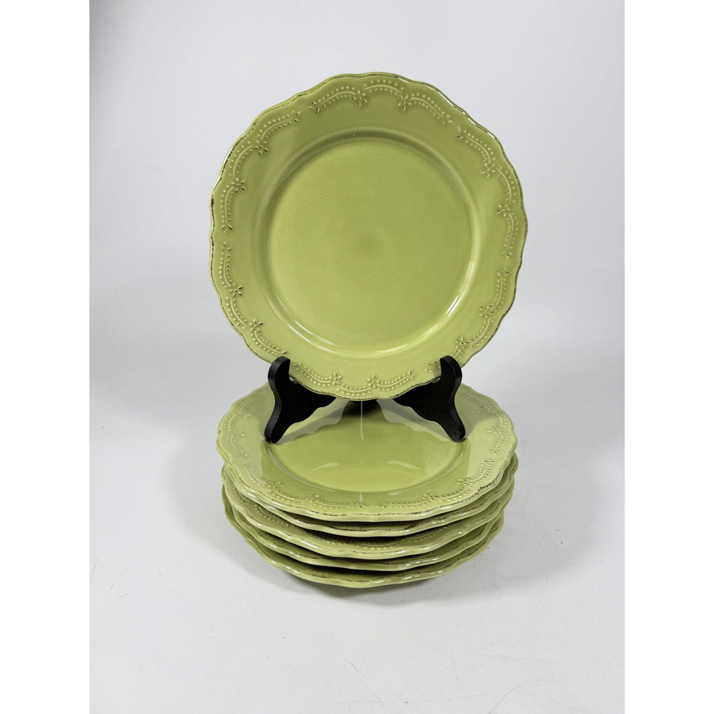 Earthenware Salad Plates Lacey Green Pier I Imports Stoneware Set 6 Portugal Scolloped Edge Replacement China Serving Pieces