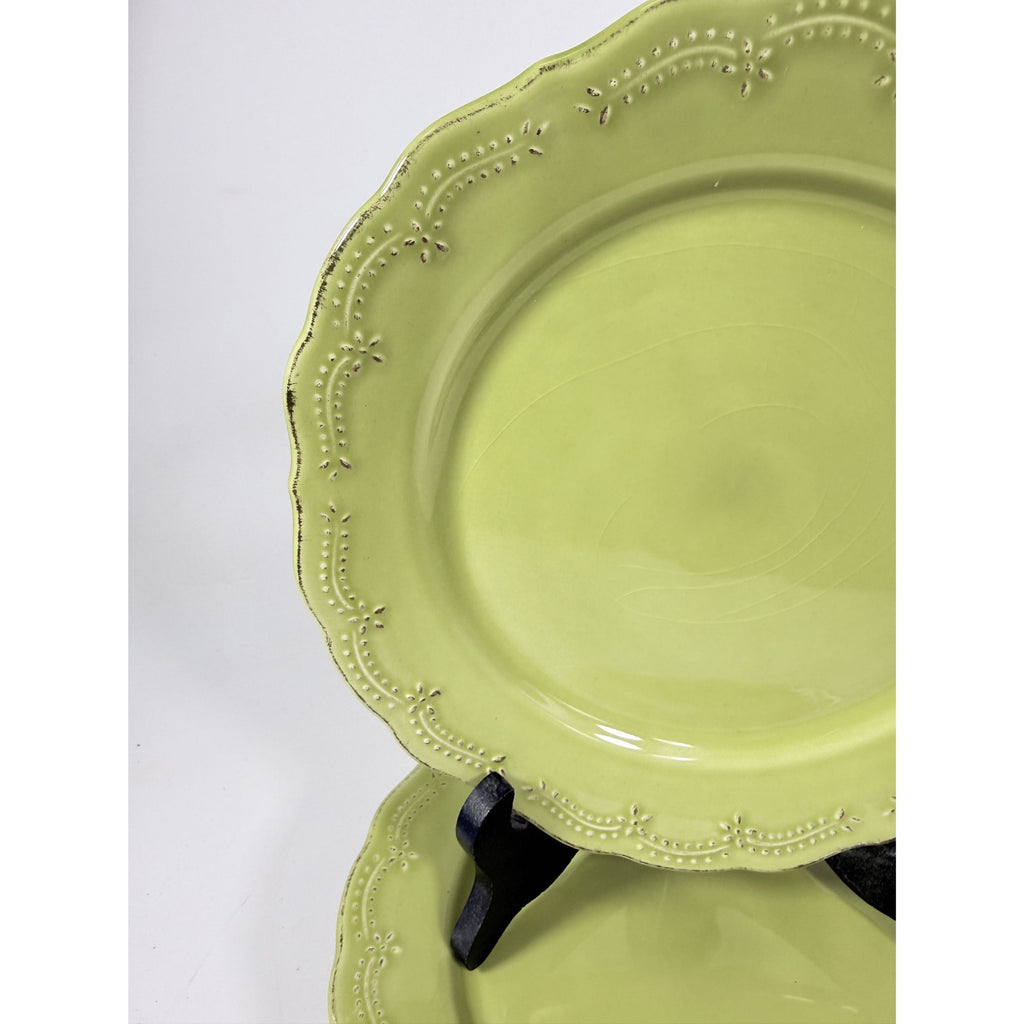 Earthenware Salad Plates Lacey Green Pier I Imports Stoneware Set 6 Portugal Scolloped Edge Replacement China Serving Pieces