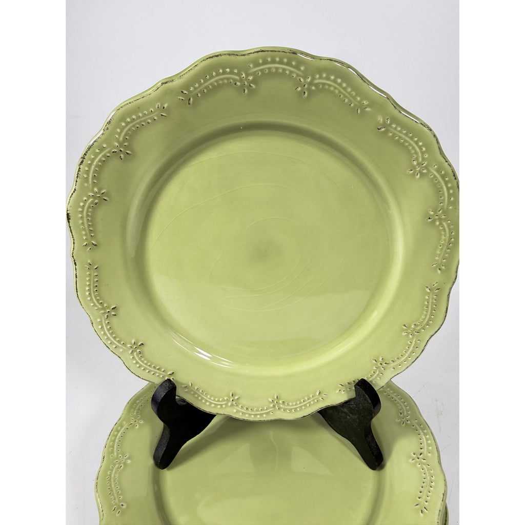 Earthenware Salad Plates Lacey Green Pier I Imports Stoneware Set 6 Portugal Scolloped Edge Replacement China Serving Pieces