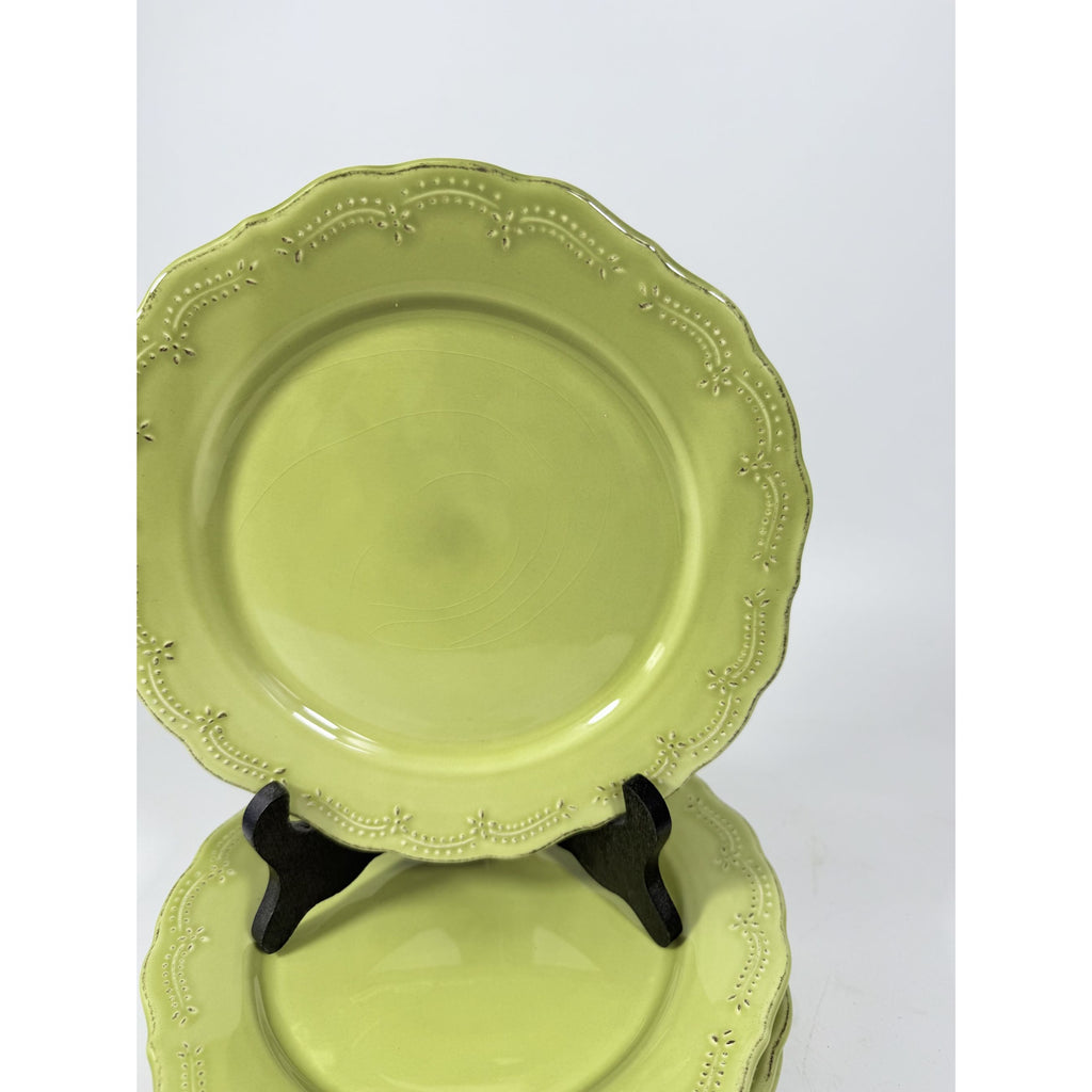 Earthenware Salad Plates Lacey Green Pier I Imports Stoneware Set 6 Portugal Scolloped Edge Replacement China Serving Pieces