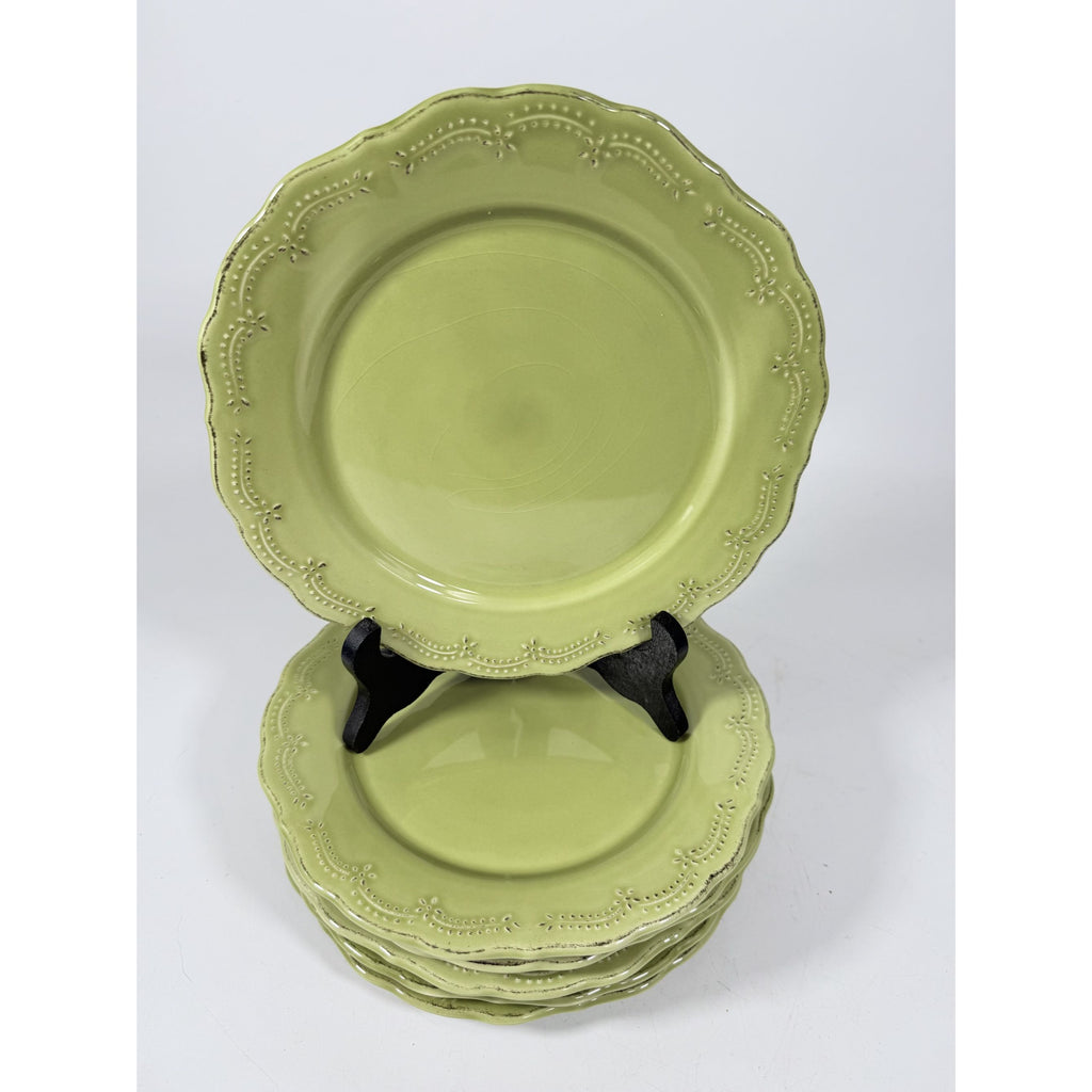 Earthenware Salad Plates Lacey Green Pier I Imports Stoneware Set 6 Portugal Scolloped Edge Replacement China Serving Pieces