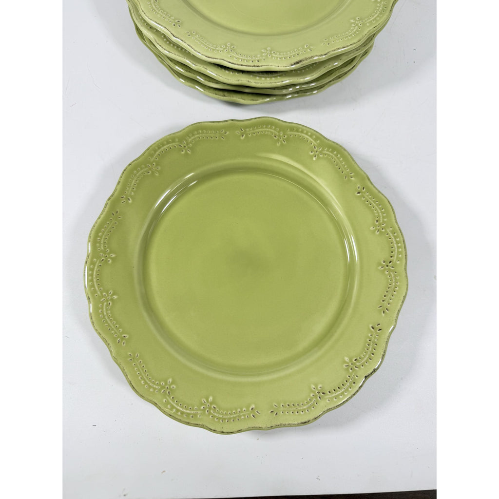 Earthenware Salad Plates Lacey Green Pier I Imports Stoneware Set 6 Portugal Scolloped Edge Replacement China Serving Pieces
