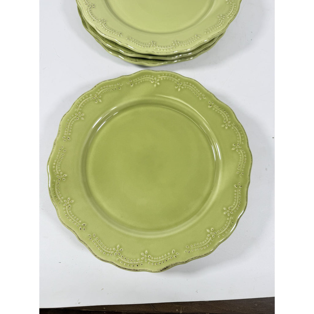 Earthenware Salad Plates Lacey Green Pier I Imports Stoneware Set 6 Portugal Scolloped Edge Replacement China Serving Pieces
