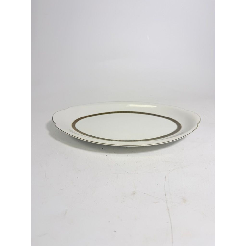 Oval Serving Platter 12" Key Largo by Meito Black Greek Key On Gold Band Royal M Japan Replacement China Vintage Elegant Traditional Classic