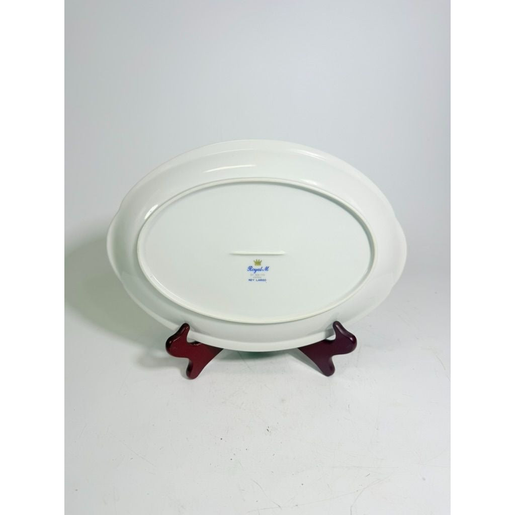 Oval Serving Platter 12" Key Largo by Meito Black Greek Key On Gold Band Royal M Japan Replacement China Vintage Elegant Traditional Classic