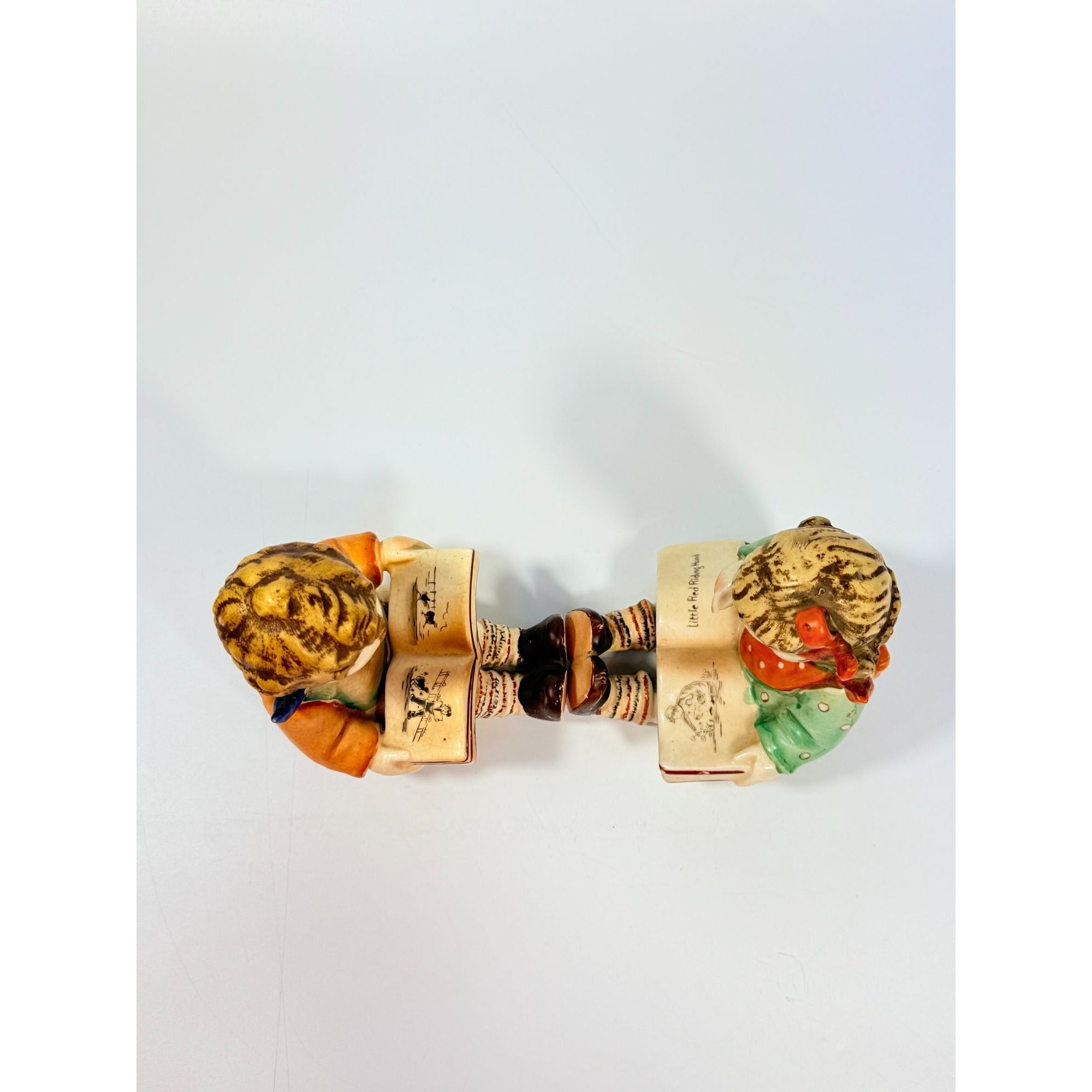 Bookends Boy Girl Reading Japan Porcelain Vintage Little Red Riding Hood Office Library Home Shelf Decor BookLovers Gift Decorative Accents