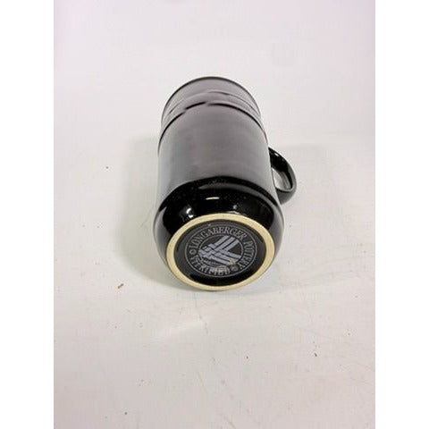 Longaberger Woven Traditions Pottery Black Ebony Coffee Travel Mug-EUC