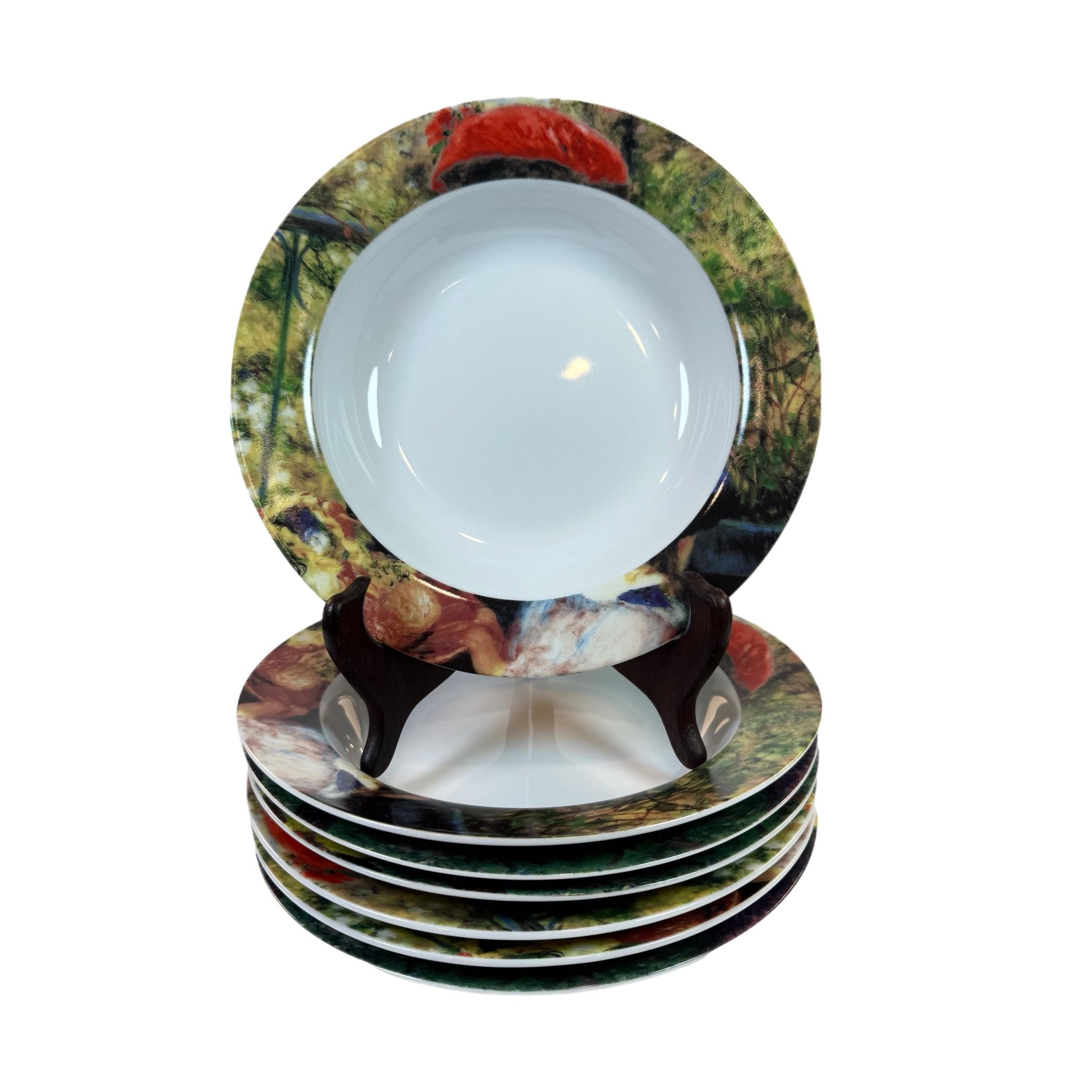Rim Soup Salad Pasta Bowl Sakura Set 7 Georges Seurat Sunday Afternoon Colorful Museum Art Replacement Dishes China Art Lover Tableware