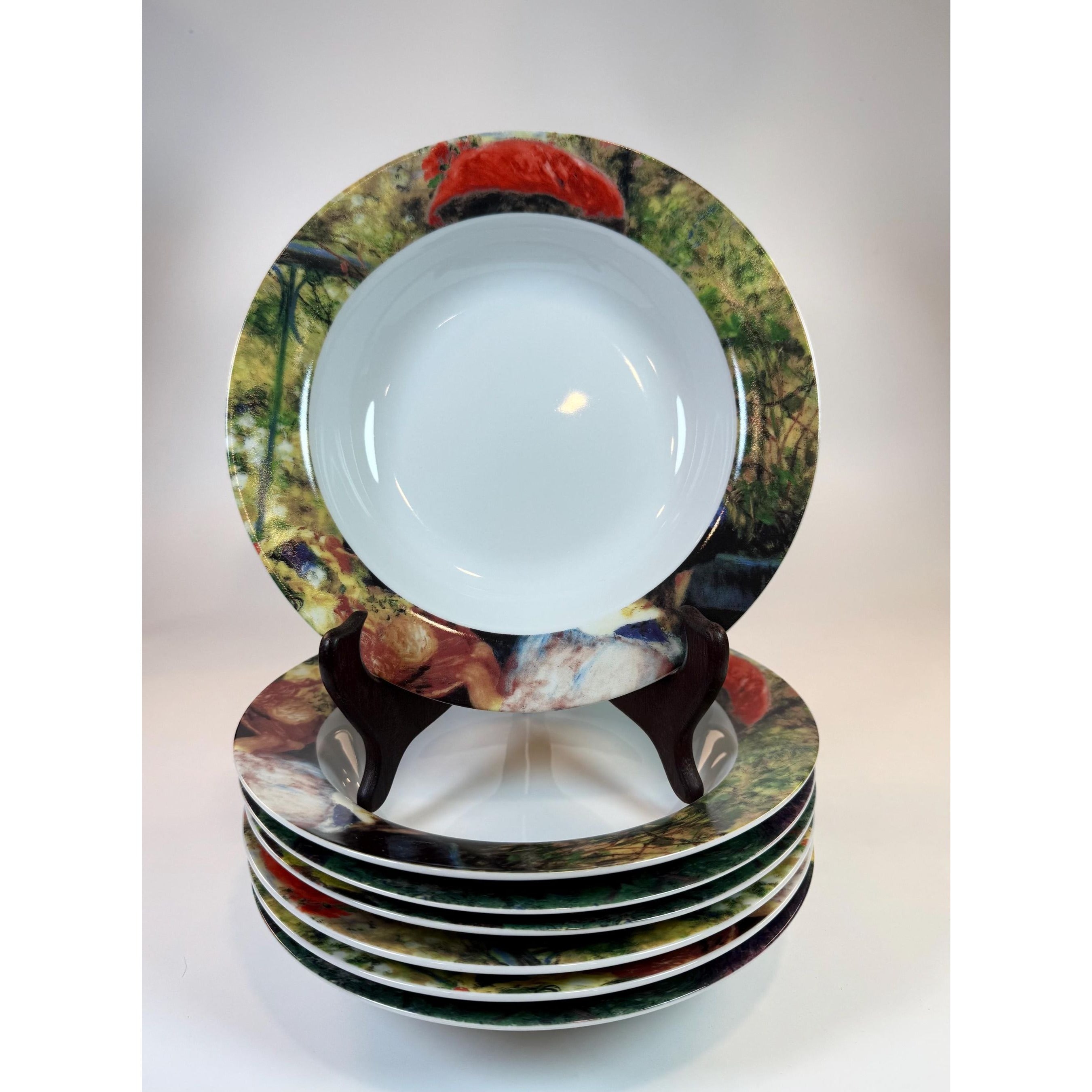 Rim Soup Salad Pasta Bowl Sakura Set 7 Georges Seurat Sunday Afternoon Colorful Museum Art Replacement Dishes China Art Lover Tableware