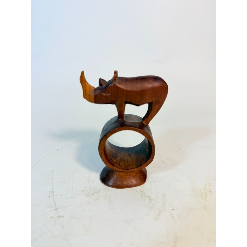 Napkin Rings Hand Carved Wood Safari Animal Set of 5 Made in Kenya Rosewood