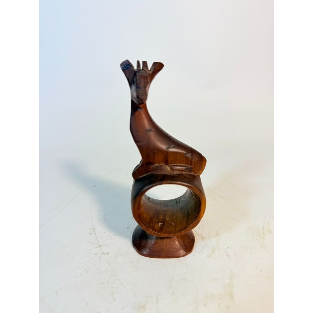 Napkin Rings Hand Carved Wood Safari Animal Set of 5 Made in Kenya Rosewood