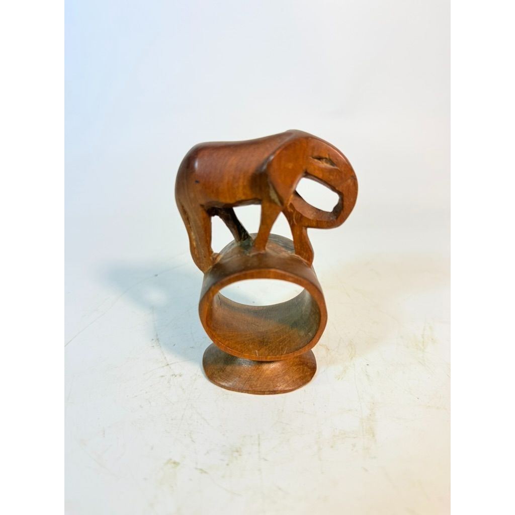Napkin Rings Hand Carved Wood Safari Animal Set of 5 Made in Kenya Rosewood
