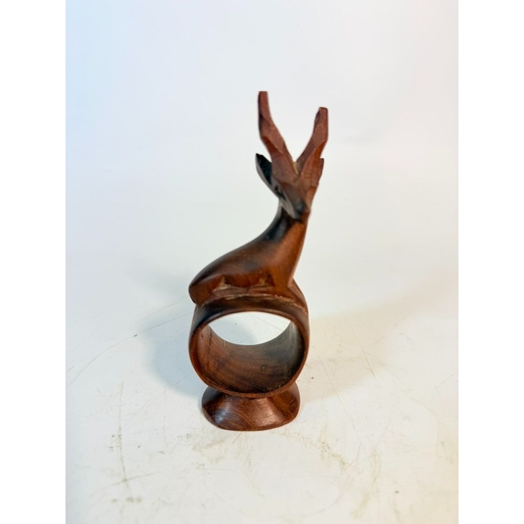 Napkin Rings Hand Carved Wood Safari Animal Set of 5 Made in Kenya Rosewood