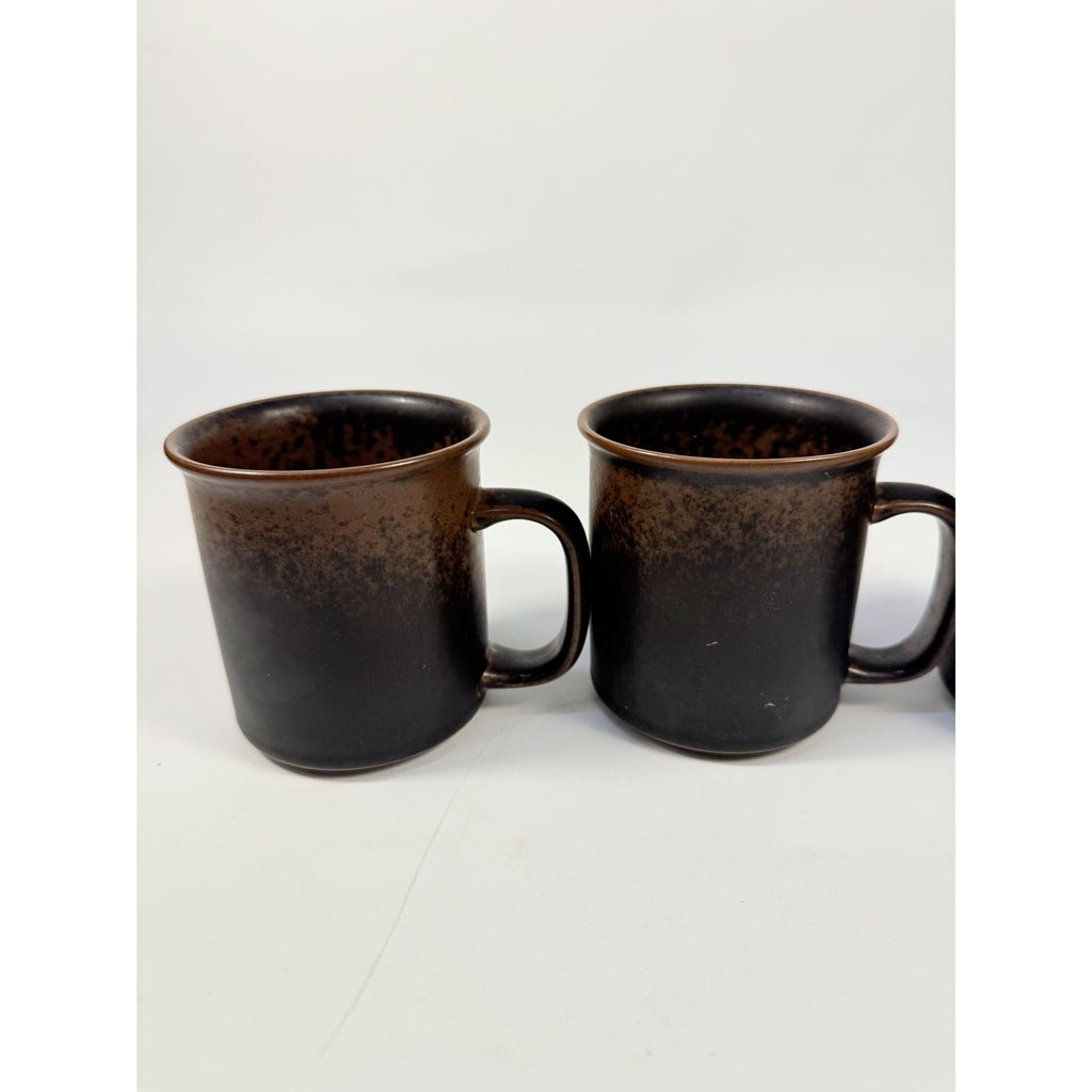 Ironstone Coffee Mugs Flat Tea Set 3 Vintage Arabia of Finland Ruska Stoneware Replacement China Mid Century Brown