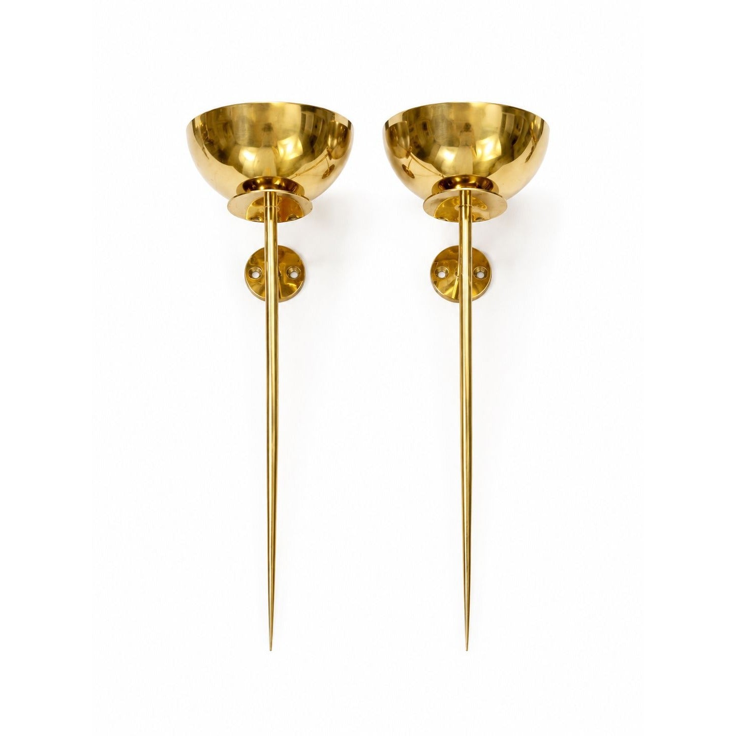 Polished Brass Wall Sconces Pair Mounted Pillar Candle Holder Metal Candle Home Mantle Decor