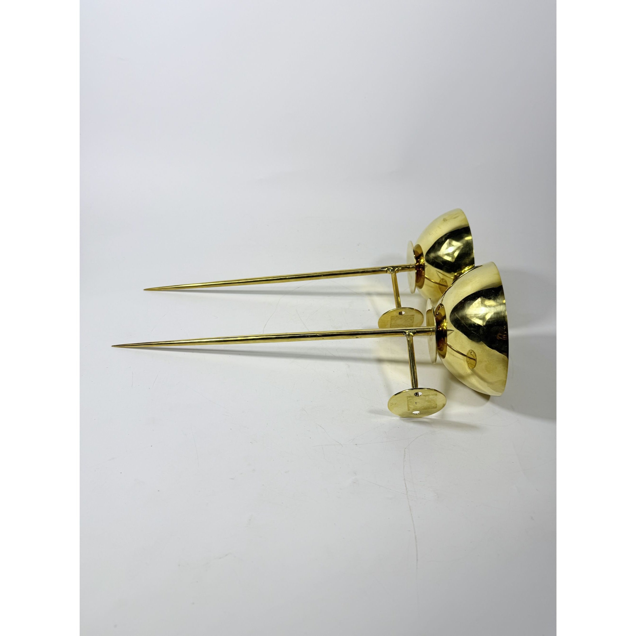 Polished Brass Wall Sconces Pair Mounted Pillar Candle Holder Metal Candle Home Mantle Decor