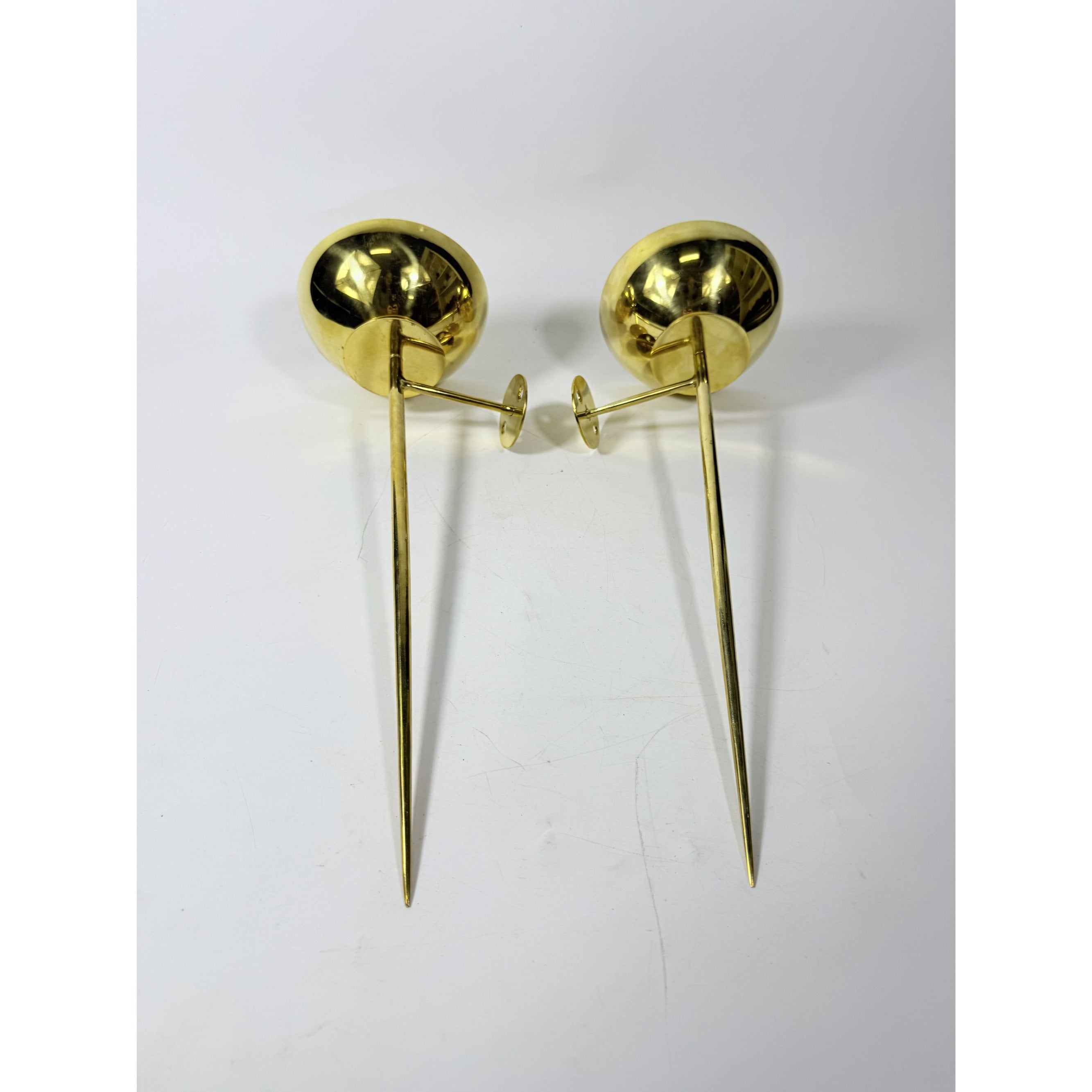 Polished Brass Wall Sconces Pair Mounted Pillar Candle Holder Metal Candle Home Mantle Decor