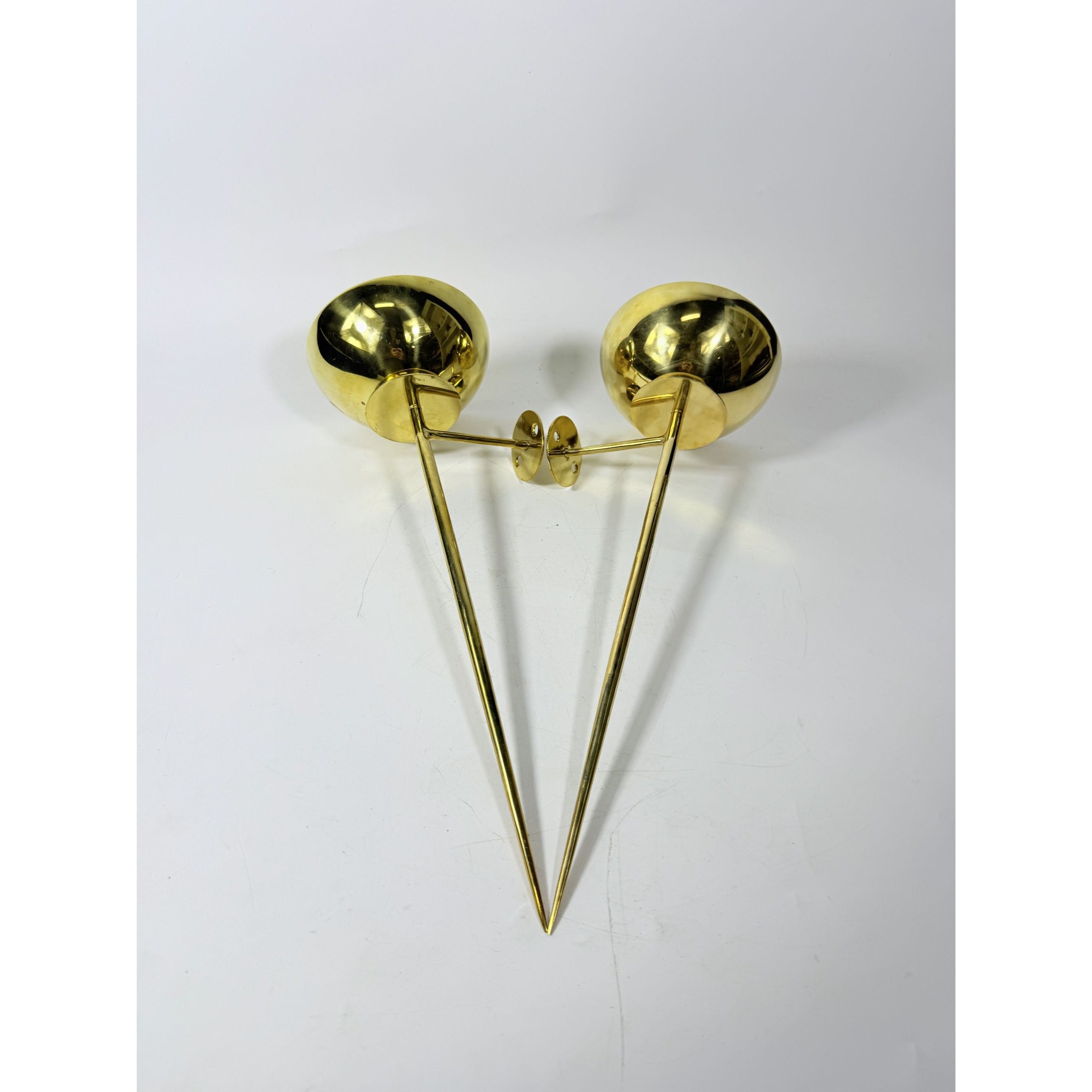 Polished Brass Wall Sconces Pair Mounted Pillar Candle Holder Metal Candle Home Mantle Decor