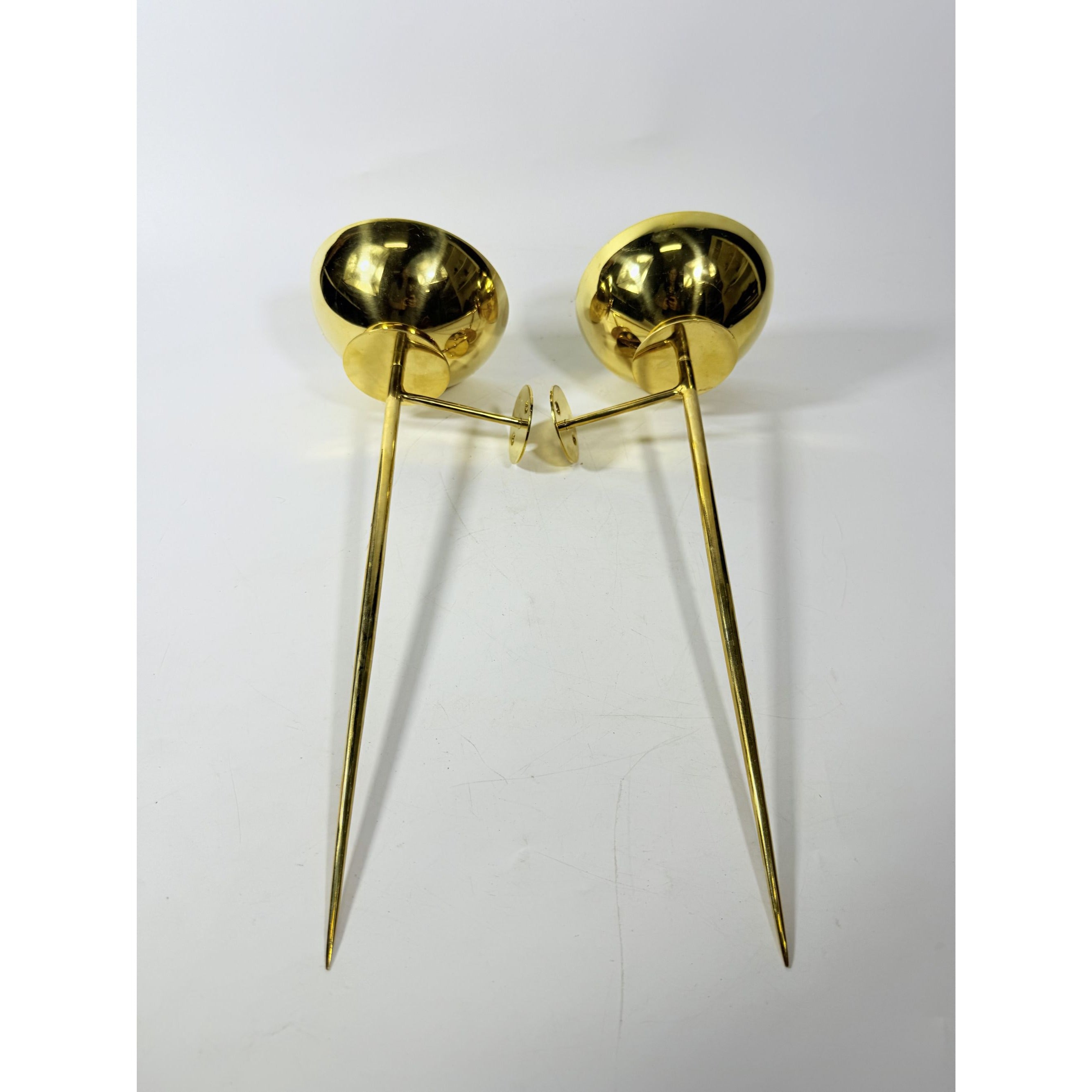 Polished Brass Wall Sconces Pair Mounted Pillar Candle Holder Metal Candle Home Mantle Decor