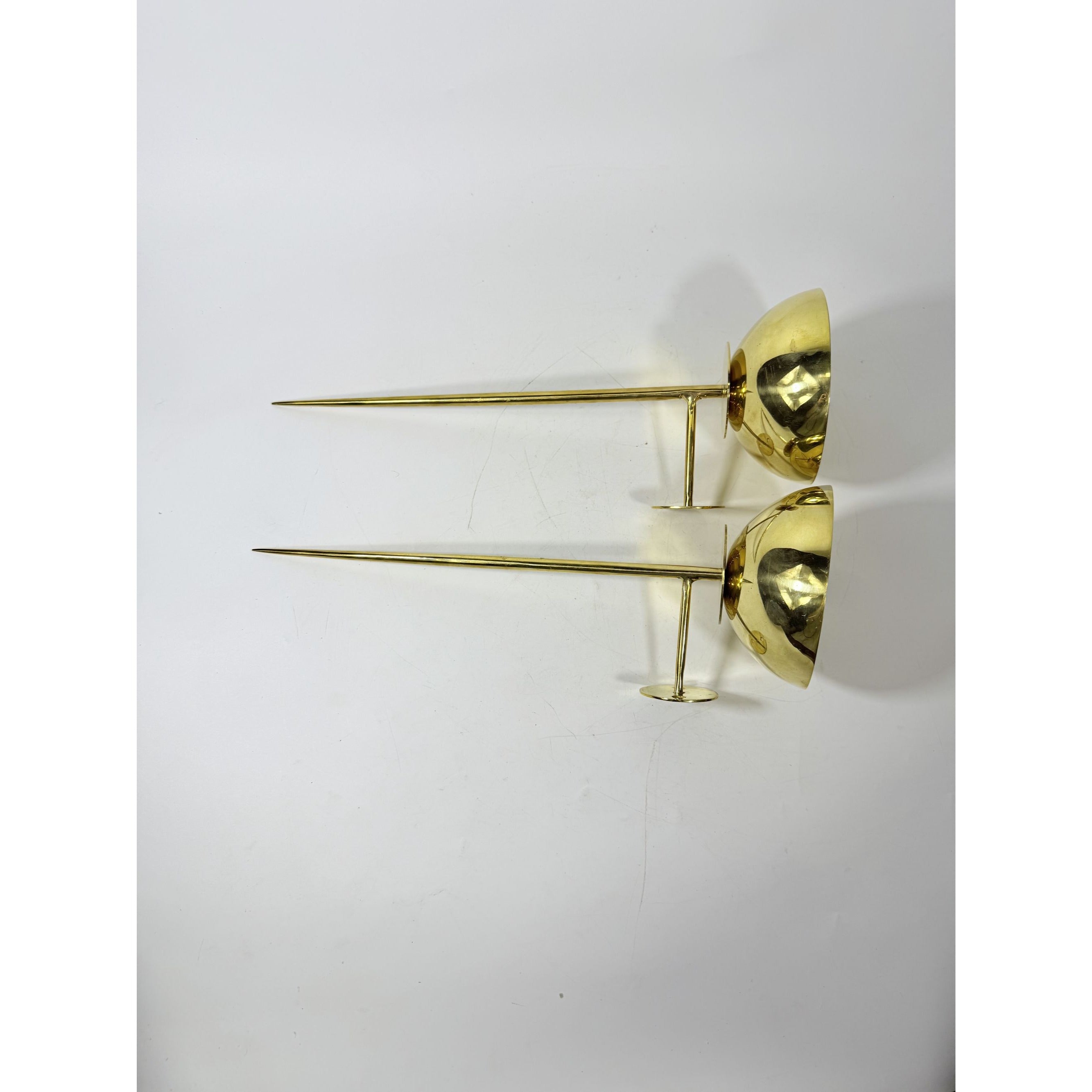 Polished Brass Wall Sconces Pair Mounted Pillar Candle Holder Metal Candle Home Mantle Decor