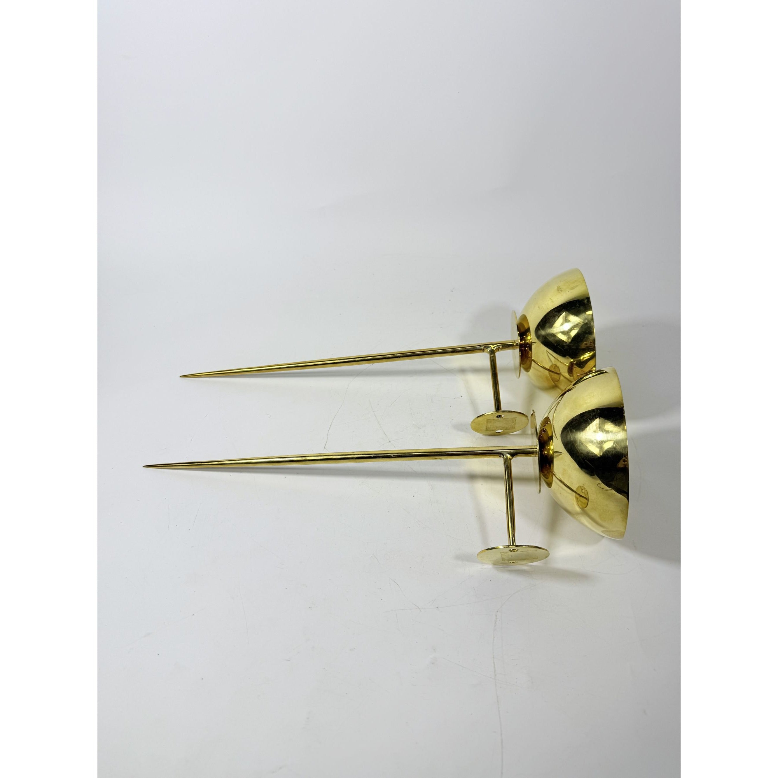 Polished Brass Wall Sconces Pair Mounted Pillar Candle Holder Metal Candle Home Mantle Decor