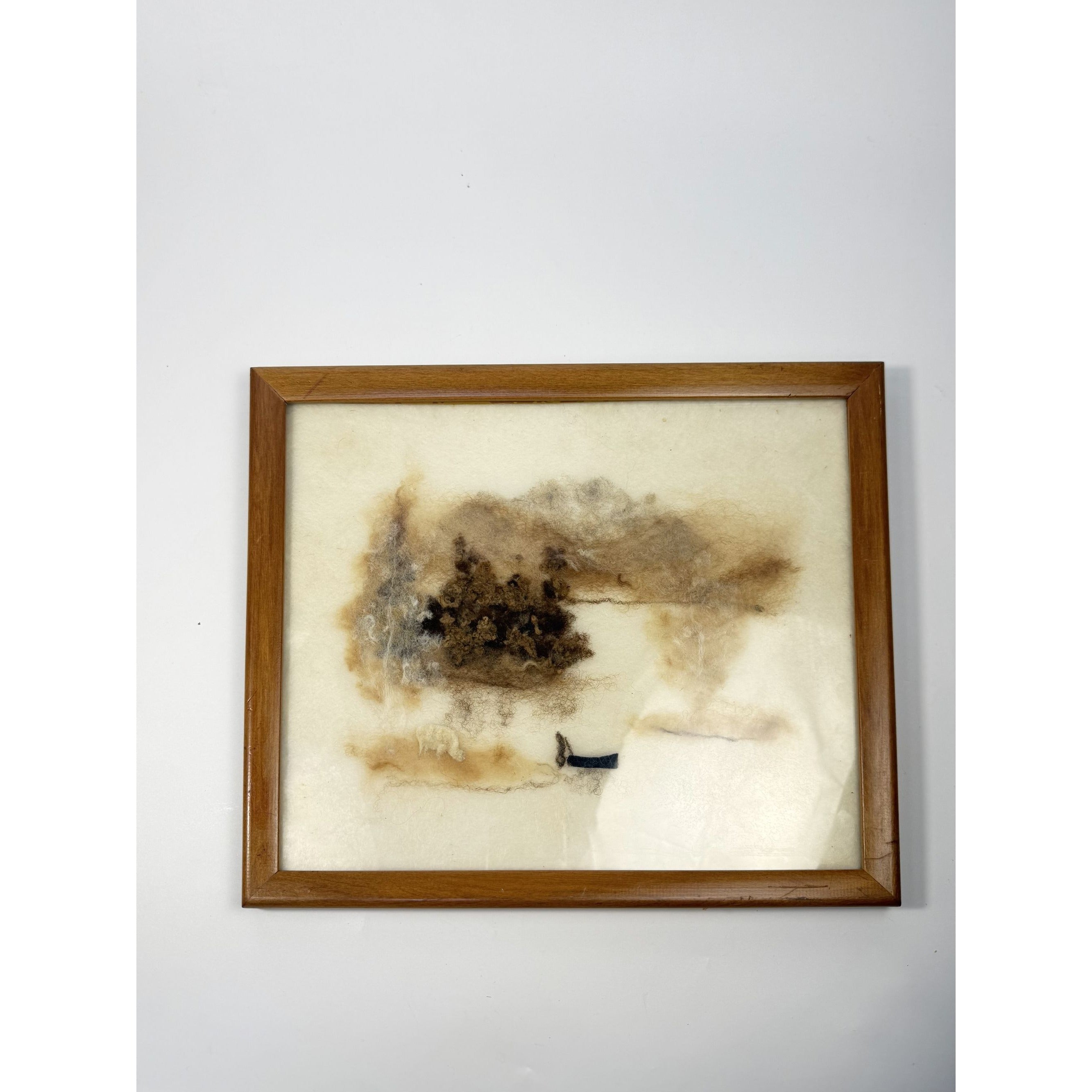 Framed Wall Decor Felted Abstract Vintage Natural Wool New Zealand Artist Olive Small Burnett Place Lake Tekaop Home Decor Wood Frame