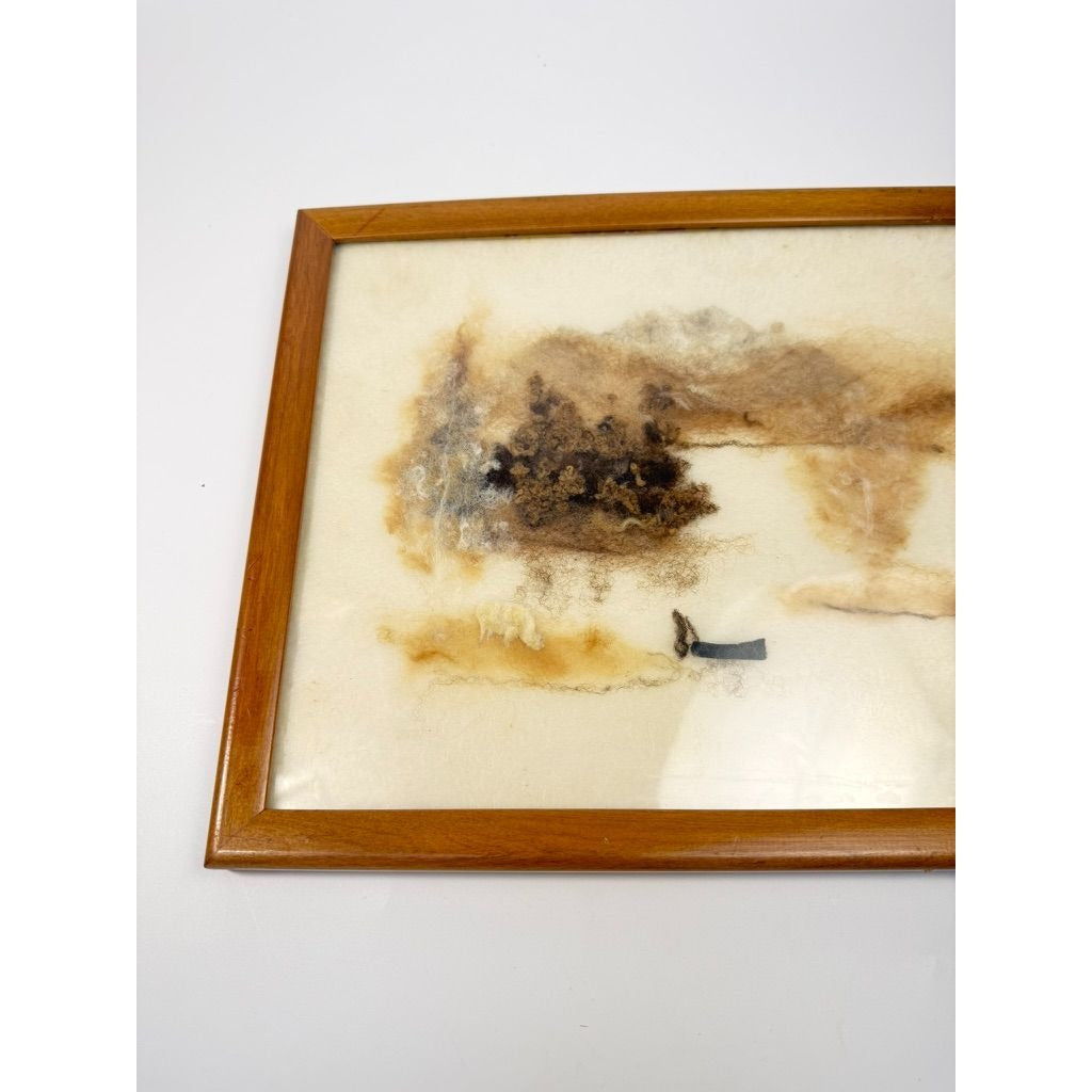 Framed Wall Decor Felted Abstract Vintage Natural Wool New Zealand Artist Olive Small Burnett Place Lake Tekaop Home Decor Wood Frame
