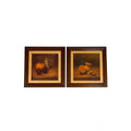 Hank Bos Style Fruit Still Life Framed Print Pair Set 2 | Pumpkin Apple Oranges Empoli Kitchen Art Grandma Core Farmhouse Country Primitive
