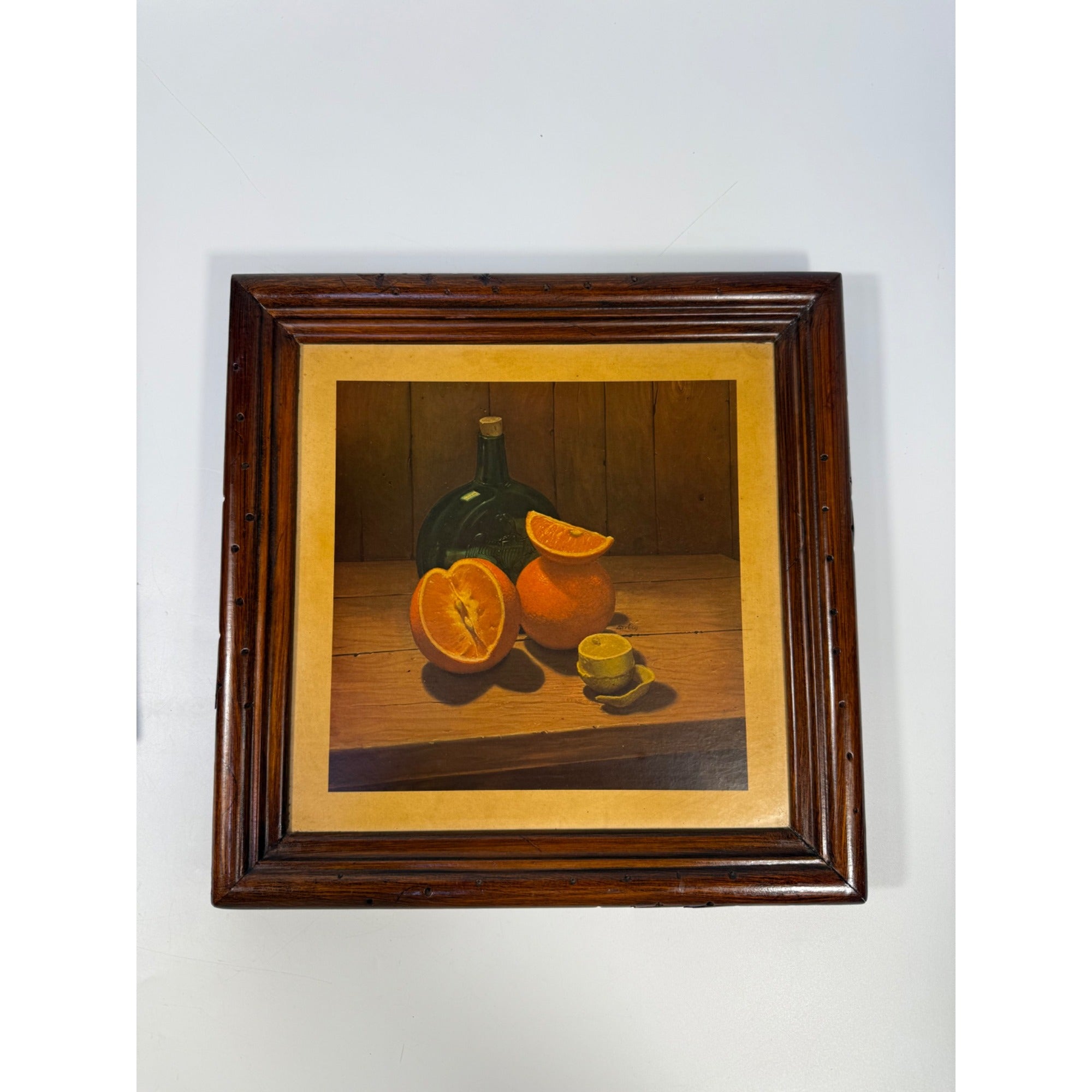 Hank Bos Style Fruit Still Life Framed Print Pair Set 2 | Pumpkin Apple Oranges Empoli Kitchen Art Grandma Core Farmhouse Country Primitive