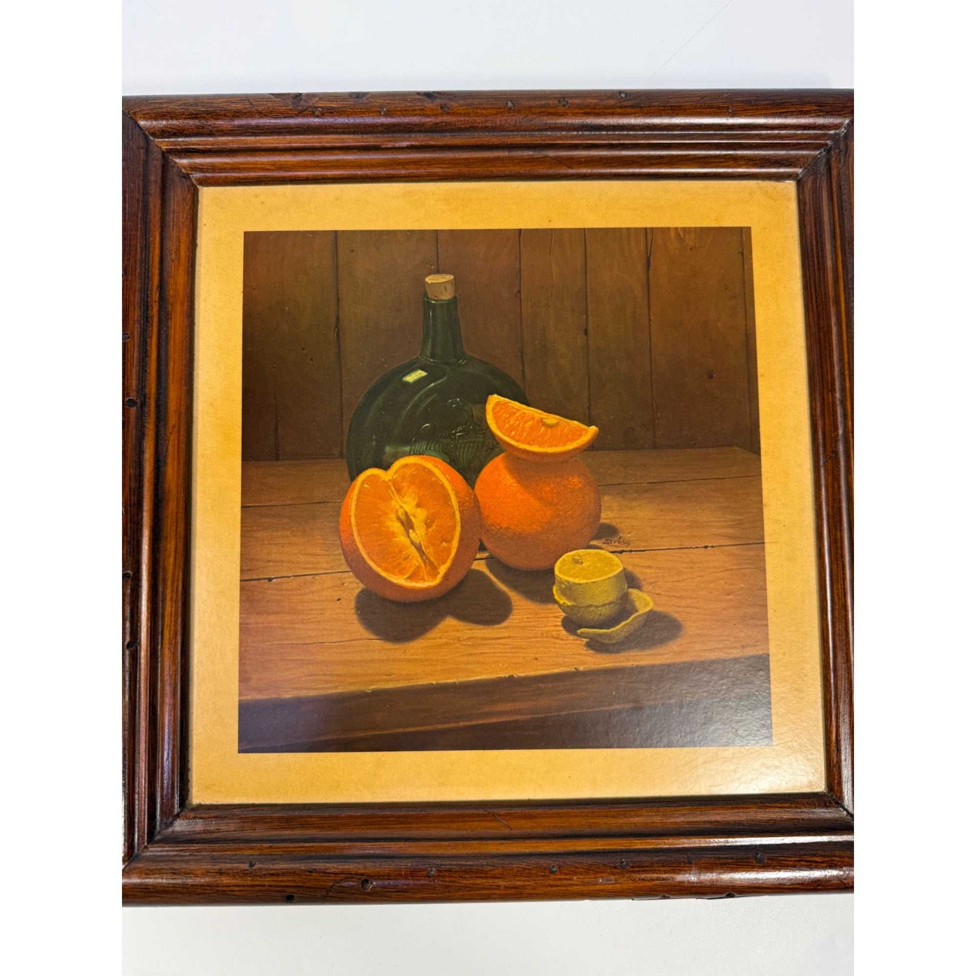 Hank Bos Style Fruit Still Life Framed Print Pair Set 2 | Pumpkin Apple Oranges Empoli Kitchen Art Grandma Core Farmhouse Country Primitive