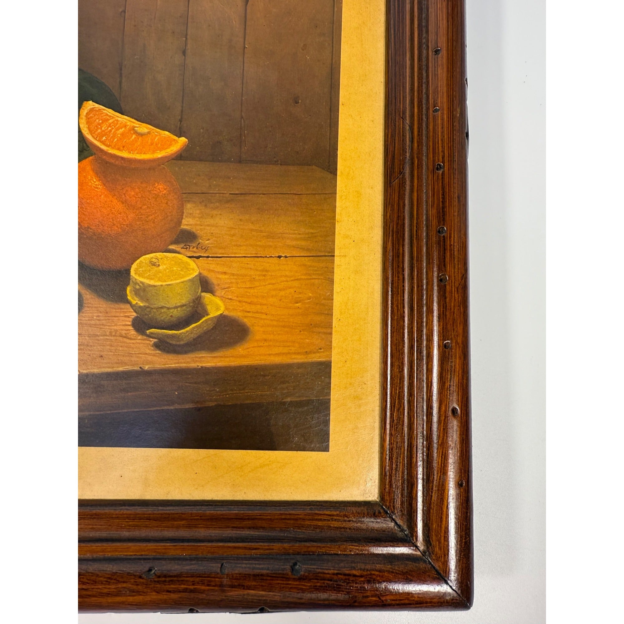 Hank Bos Style Fruit Still Life Framed Print Pair Set 2 | Pumpkin Apple Oranges Empoli Kitchen Art Grandma Core Farmhouse Country Primitive