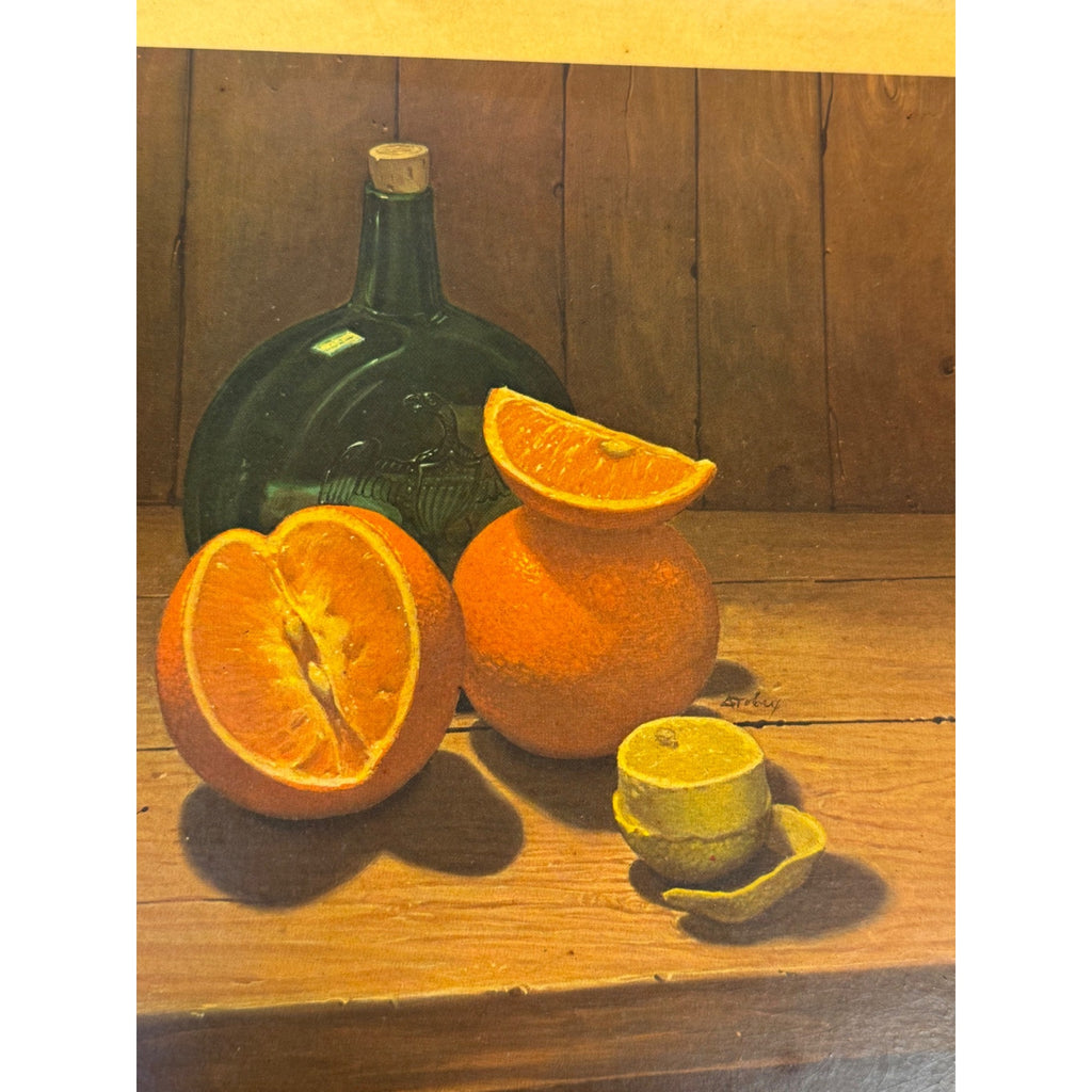 Hank Bos Style Fruit Still Life Framed Print Pair Set 2 | Pumpkin Apple Oranges Empoli Kitchen Art Grandma Core Farmhouse Country Primitive