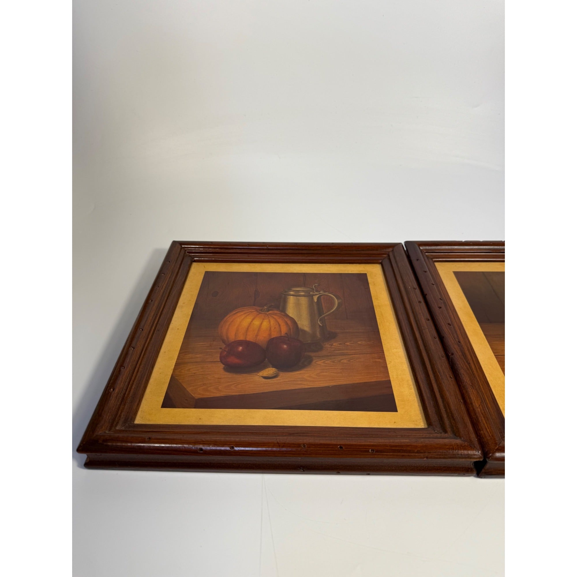 Hank Bos Style Fruit Still Life Framed Print Pair Set 2 | Pumpkin Apple Oranges Empoli Kitchen Art Grandma Core Farmhouse Country Primitive