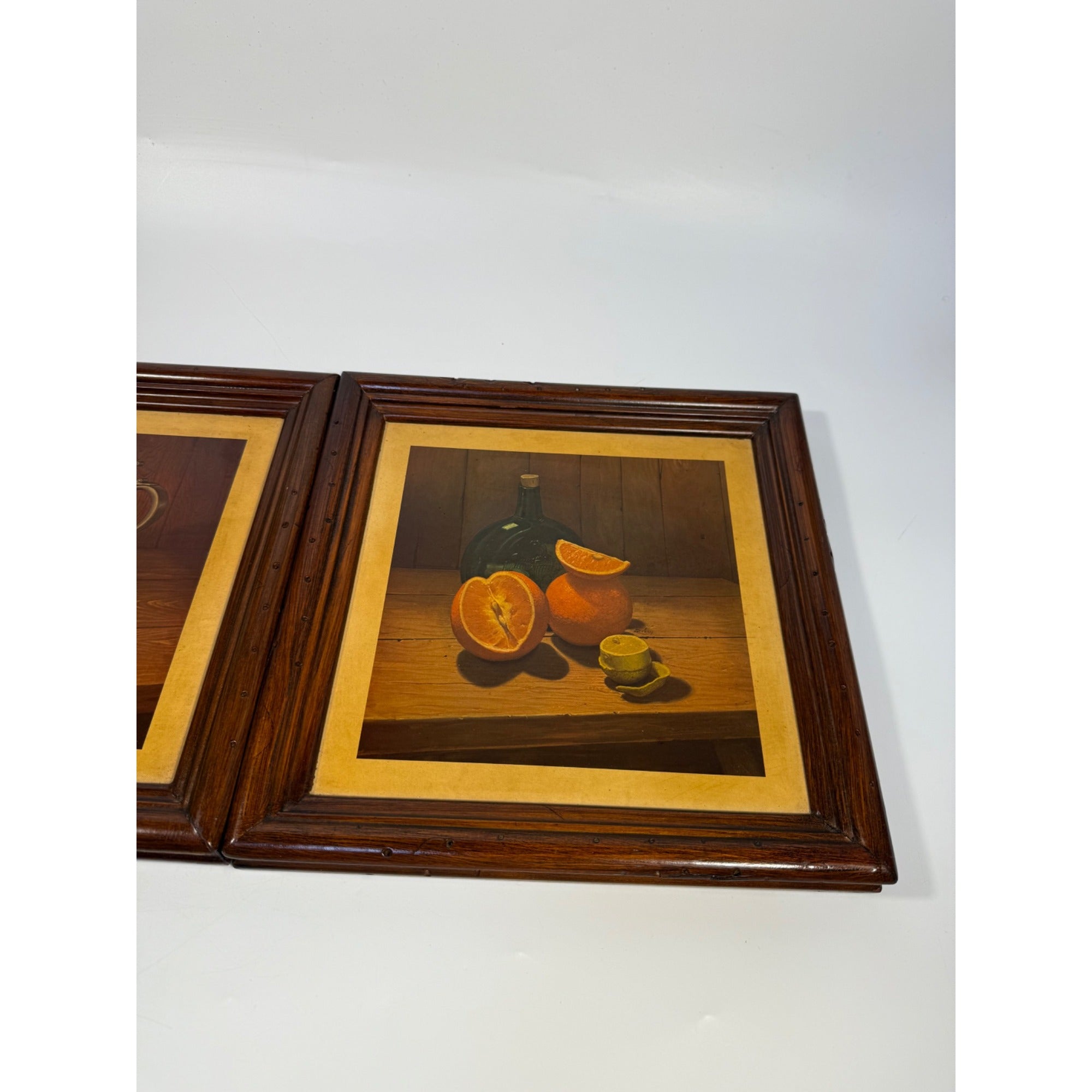 Hank Bos Style Fruit Still Life Framed Print Pair Set 2 | Pumpkin Apple Oranges Empoli Kitchen Art Grandma Core Farmhouse Country Primitive
